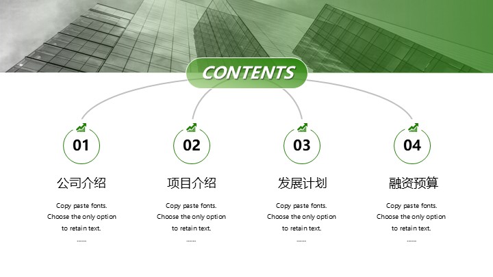 高端绿色渐变商业计划书PPT模板 - 动态招商融资项目PowerPoint下载