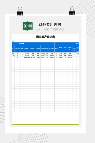 企业固定资产现场盘点工作底稿与实物清查核对表Excel模板