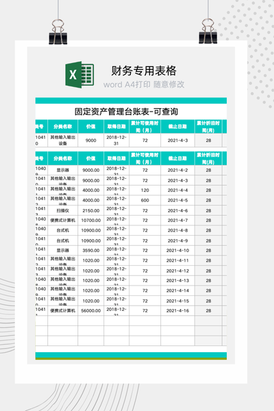 企业固定资产信息动态查询看板与多条件筛选管理台账Excel模板