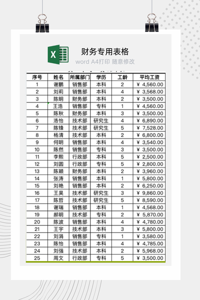 企业月度员工工资发放与银行转账清单表Excel模板
