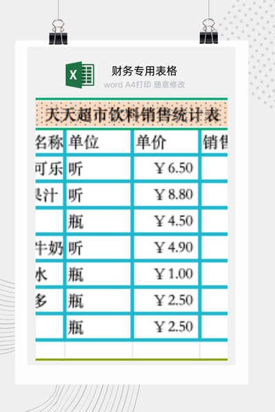 超市饮料销售业绩统计与排行榜分析表Excel模板
