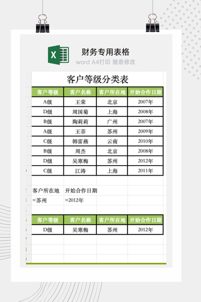 企业客户等级分类与多条件动态查询管理表Excel模板