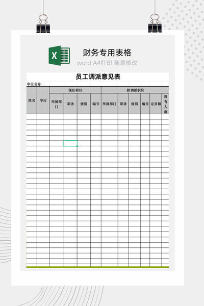 企业员工异地调派与外派意见征询表Excel模板