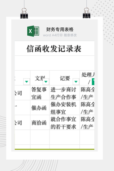 企业行政公文信函收发与外来文件传阅登记管理台账Excel模板