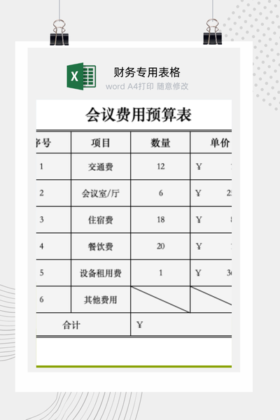 公司会议与大型活动策划费用预算及成本控制明细表Excel模板