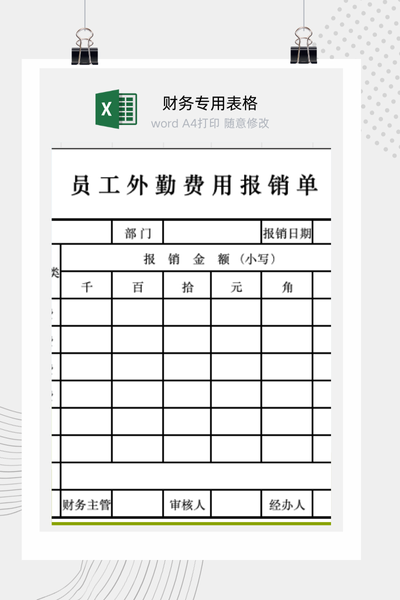 企业员工外勤与公务费用报销申请单Excel模板