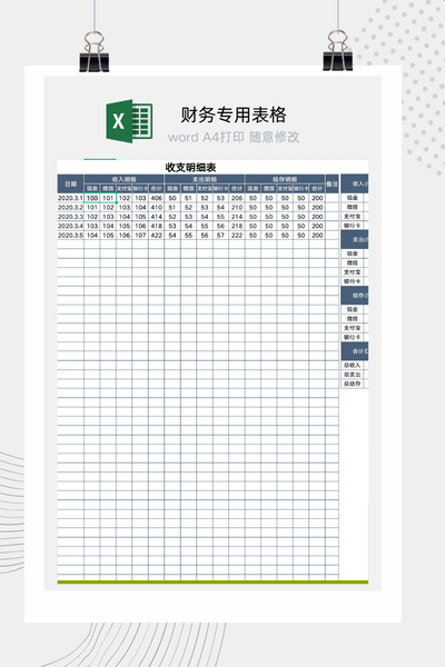 全自动收入支出明细表Excel模板 - 公司/个人通用财务管理