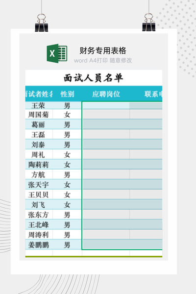 企业招聘面试候选人名单与进度跟踪表Excel模板