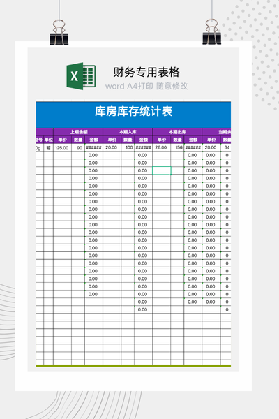 企业仓库货物进销存与库存余额统计台账Excel模板
