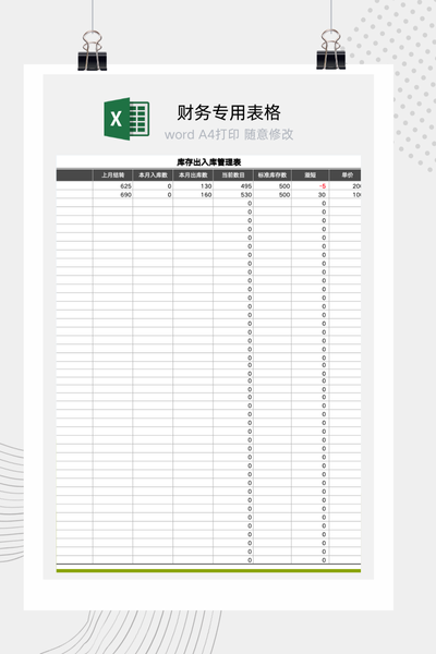 企业商品进销存月报表与动态库存管理系统Excel模板