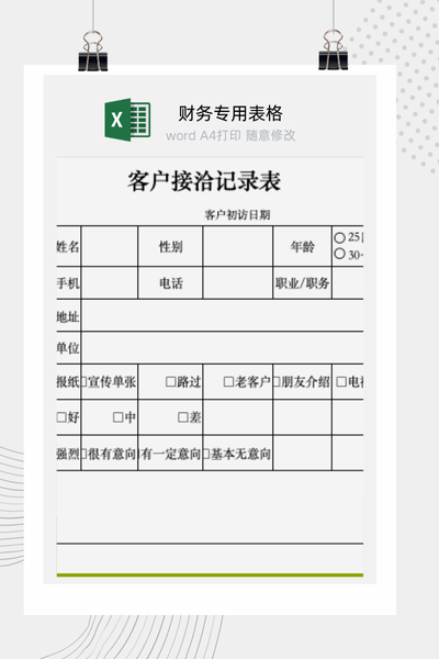 企业销售客户初次接洽与意向评估记录表Excel模板