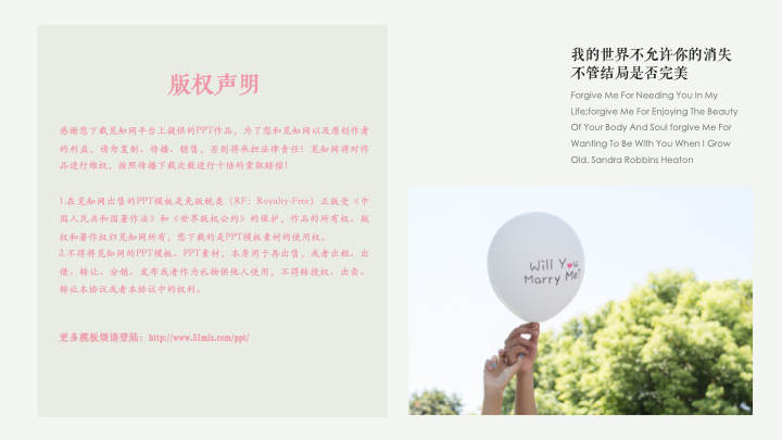 清新520爱情表白画册PPT模板 - 浪漫情人节婚礼通用