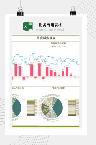 月度财务报表分析Excel模板 - 自动生成可视化图表