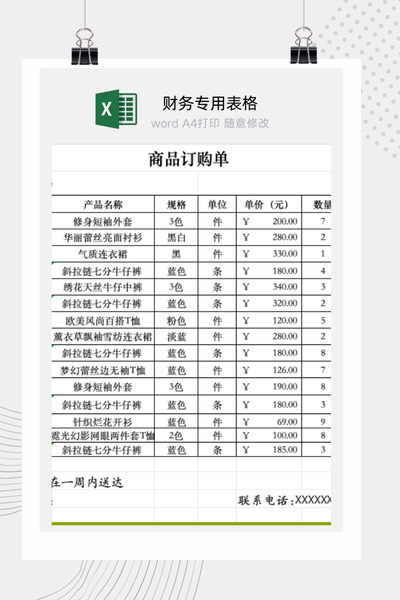 企业通用商品订购单与销售订单确认表Excel模板