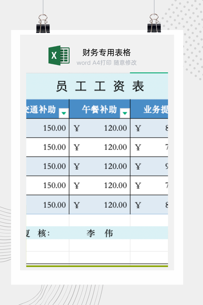 企业员工工资条与薪酬明细自动核算表Excel模板