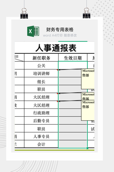 公司内部人事任命与岗位变动通知通报Excel模板
