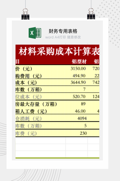 产品生产制造成本核算与定价分析计算表Excel模板