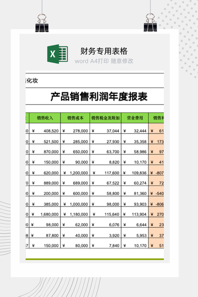 企业产品年度销售利润与单位盈利能力排名分析报告Excel模板
