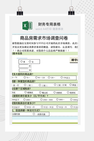 房地产市场购房需求与消费者行为调查分析报告Excel模板