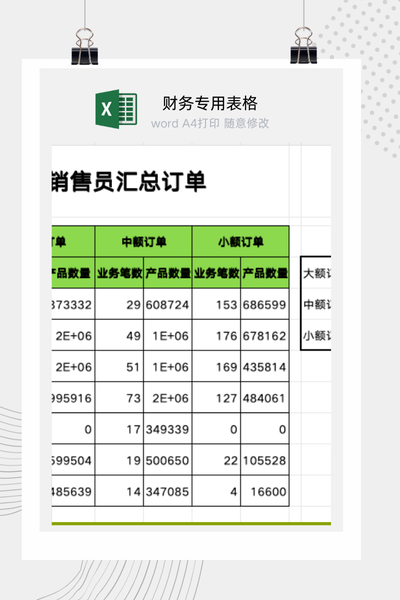企业销售员个人业绩与订单分级（大/中/小额）统计分析报告Excel模板
