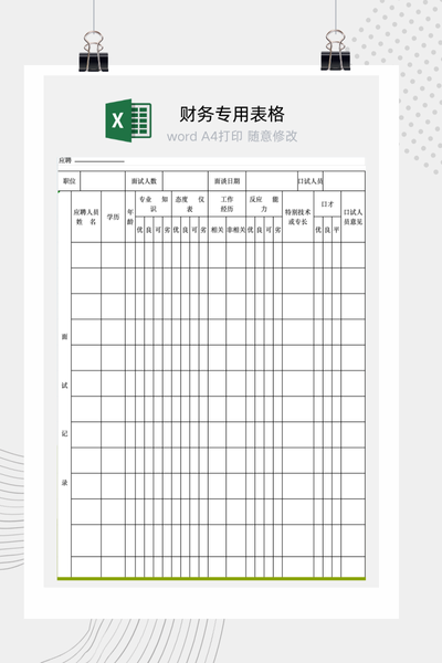 企业招聘应聘人员综合能力与潜力甄选评估表Excel模板