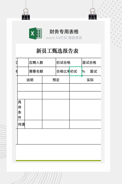 企业新员工招聘与背景综合甄选评估报告Excel模板