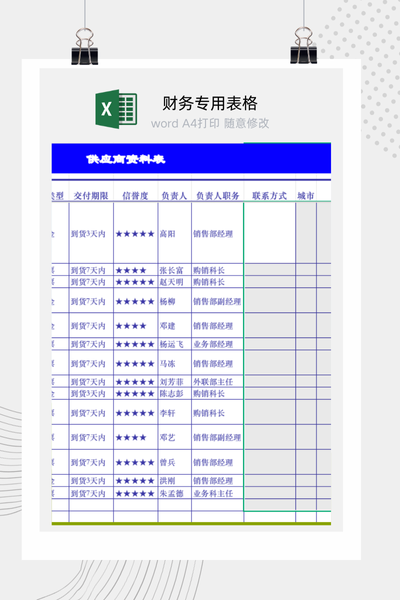 企业采购供应商档案与资质评估信息管理数据库Excel模板