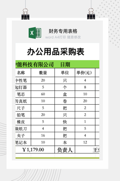 企业行政办公用品采购申请与明细清单Excel模板