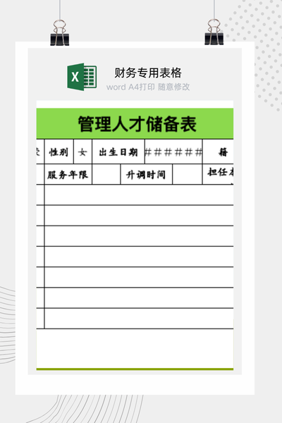 企业核心管理人才储备与培养计划表Excel模板