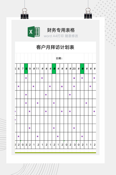 企业销售月度客户拜访频率与日程自动规划表Excel模板