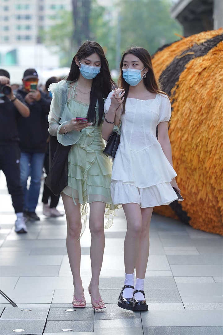 街拍精选1036期：仙女风与学院风的甜美闺蜜美女图集下载